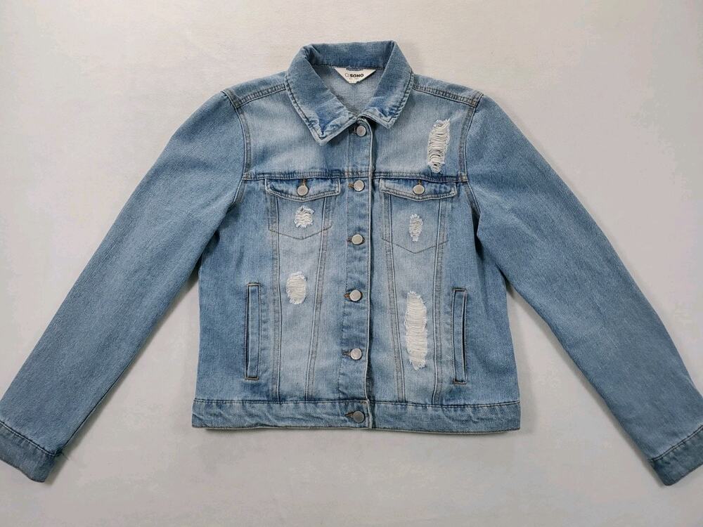 Ci Sono Denim Collection Distressed Button Jean Jacket Women's Size Medium